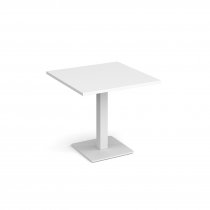 Square Café Table | 800 x 800mm | 725mm High | White | Square White Base | Brescia