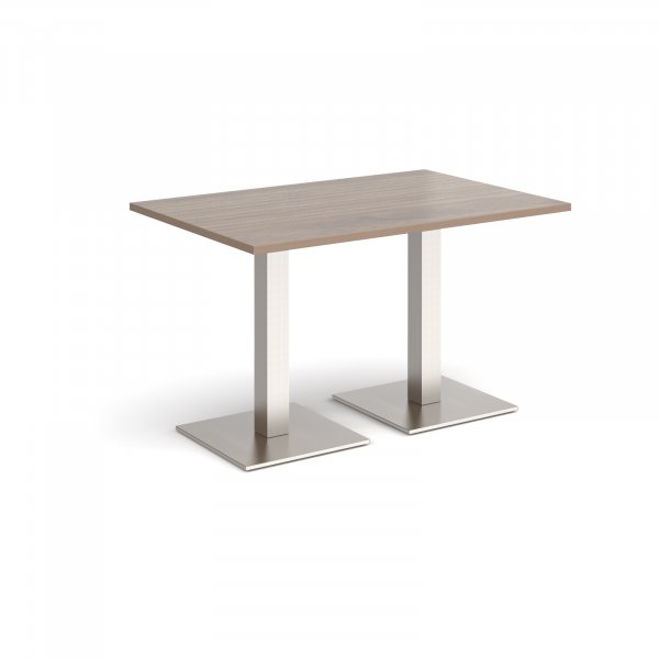 Rectangular Café Table | 1200 x 800mm | 725mm High | Barcelona Walnut | Square Brushed Steel Bases | Brescia