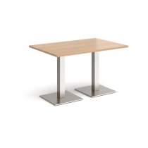 Rectangular Café Table | 1200 x 800mm | 725mm High | Beech | Square Brushed Steel Bases | Brescia