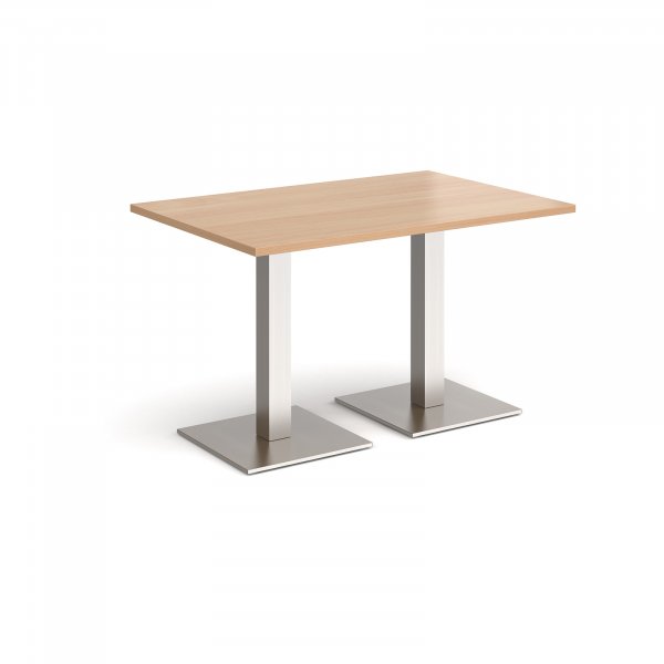 Rectangular Café Table | 1200 x 800mm | 725mm High | Beech | Square Brushed Steel Bases | Brescia