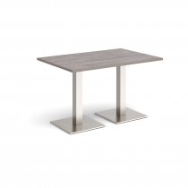 Rectangular Café Table | 1200 x 800mm | 725mm High | Grey Oak | Square Brushed Steel Bases | Brescia