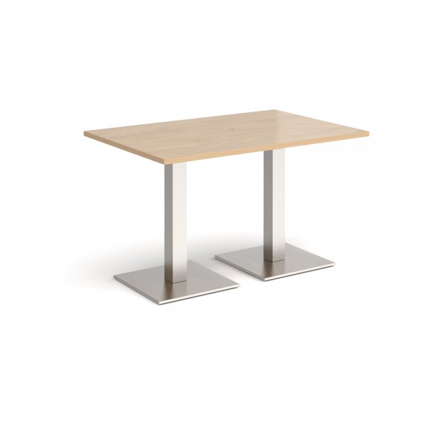 Rectangular Café Table | 1200 x 800mm | 725mm High | Kendal Oak | Square Brushed Steel Bases | Brescia