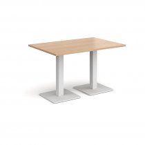 Rectangular Café Table | 1200 x 800mm | 725mm High | Beech | Square White Steel Bases | Brescia