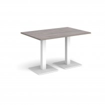 Rectangular Café Table | 1200 x 800mm | 725mm High | Grey Oak | Square White Steel Bases | Brescia