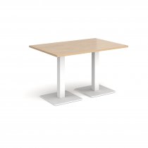 Rectangular Café Table | 1200 x 800mm | 725mm High | Kendal Oak | Square White Steel Bases | Brescia