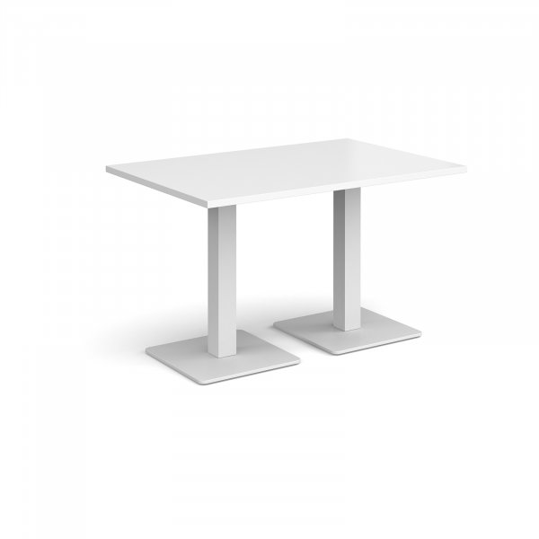 Rectangular Café Table | 1200 x 800mm | 725mm High | White | Square White Steel Bases | Brescia