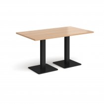 Rectangular Café Table | 1400 x 800mm | 725mm High | Beech | Square Black Steel Bases | Brescia