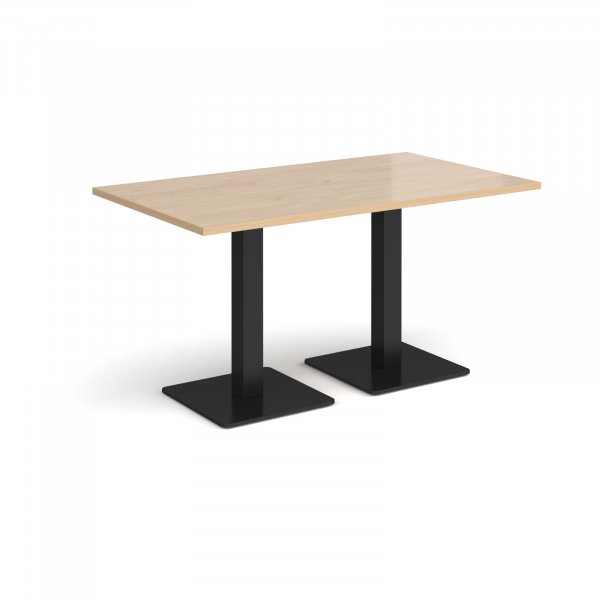 Rectangular Café Table | 1400 x 800mm | 725mm High | Kendal Oak | Square Black Steel Bases | Brescia