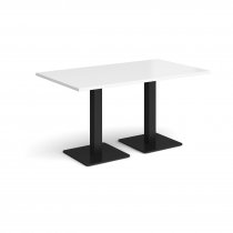 Rectangular Café Table | 1400 x 800mm | 725mm High | White | Square Black Steel Bases | Brescia