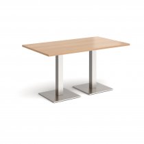 Rectangular Café Table | 1400 x 800mm | 725mm High | Beech | Square Brushed Steel Bases | Brescia