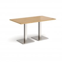 Rectangular Café Table | 1400 x 800mm | 725mm High | Oak | Square Brushed Steel Bases | Brescia