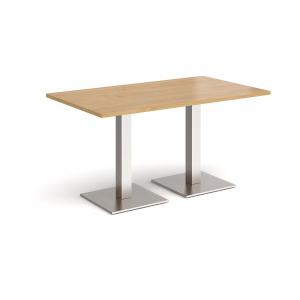 Rectangular Café Table | 1400 x 800mm | 725mm High | Oak | Square Brushed Steel Bases | Brescia