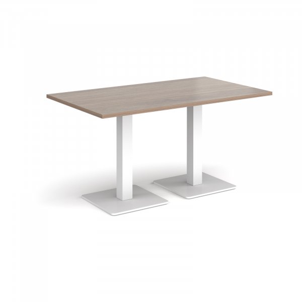 Rectangular Café Table | 1400 x 800mm | 725mm High | Barcelona Walnut | Square White Steel Bases | Brescia