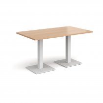 Rectangular Café Table | 1400 x 800mm | 725mm High | Beech | Square White Steel Bases | Brescia