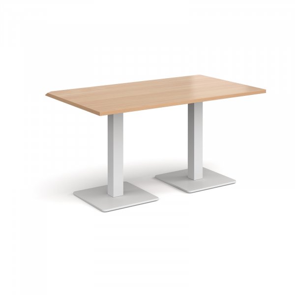 Rectangular Café Table | 1400 x 800mm | 725mm High | Beech | Square White Steel Bases | Brescia