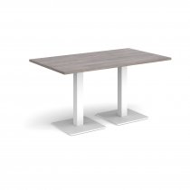 Rectangular Café Table | 1400 x 800mm | 725mm High | Grey Oak | Square White Steel Bases | Brescia