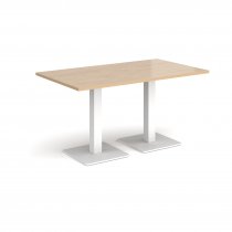 Rectangular Café Table | 1400 x 800mm | 725mm High | Kendal Oak | Square White Steel Bases | Brescia