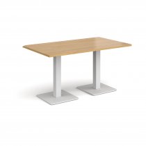 Rectangular Café Table | 1400 x 800mm | 725mm High | Oak | Square White Steel Bases | Brescia