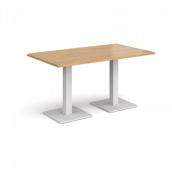 Rectangular Café Table | 1400 x 800mm | 725mm High | Oak | Square White Steel Bases | Brescia