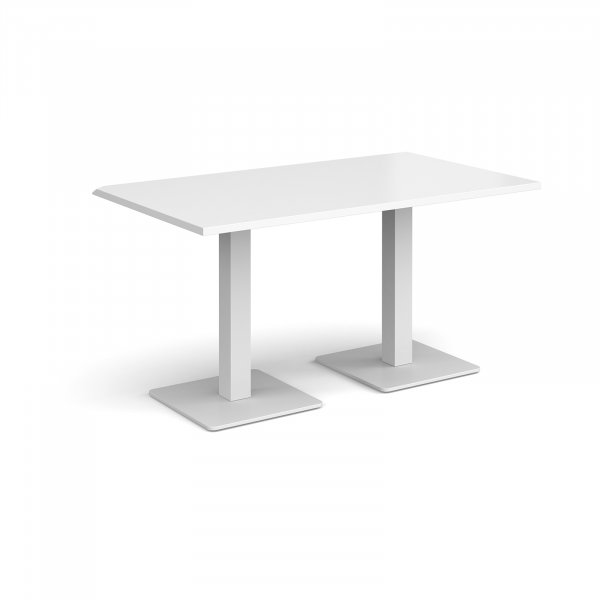 Rectangular Café Table | 1400 x 800mm | 725mm High | White | Square White Steel Bases | Brescia