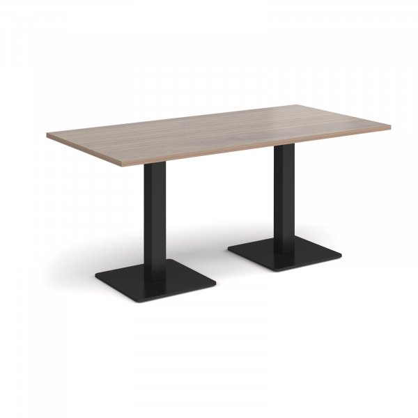 Rectangular Café Table | 1600 x 800mm | 725mm High | Barcelona Walnut | Square Black Steel Bases | Brescia