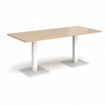 Rectangular Café Table | 1800 x 800mm | 725mm High | Kendal Oak | Square White Steel Bases | Brescia