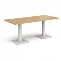 Rectangular Café Table | 1800 x 800mm | 725mm High | Oak | Square White Steel Bases | Brescia