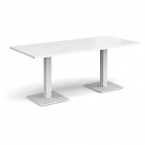 Rectangular Café Table | 1800 x 800mm | 725mm High | White | Square White Steel Bases | Brescia