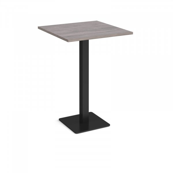 Square Poseur Table | 800 x 800mm | 1100mm High | Grey Oak | Square Black Base | Brescia