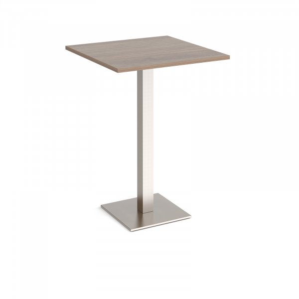 Square Poseur Table | 800 x 800mm | 1100mm High | Barcelona Walnut | Square Brushed Steel Base | Brescia