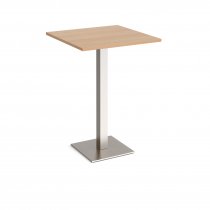 Square Poseur Table | 800 x 800mm | 1100mm High | Beech | Square Brushed Steel Base | Brescia