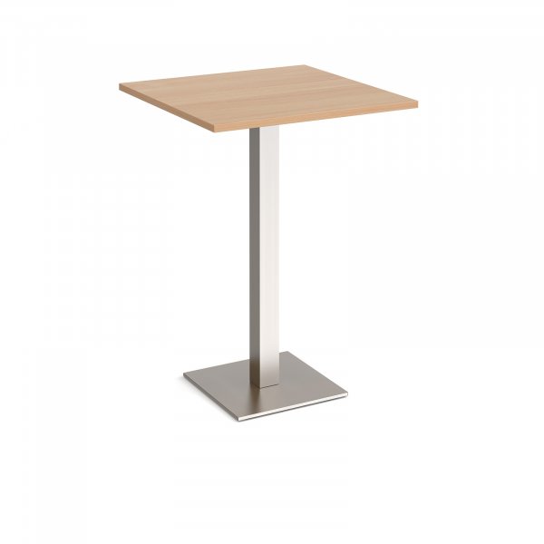 Square Poseur Table | 800 x 800mm | 1100mm High | Beech | Square Brushed Steel Base | Brescia