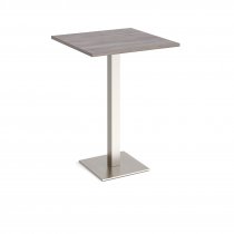 Square Poseur Table | 800 x 800mm | 1100mm High | Grey Oak | Square Brushed Steel Base | Brescia