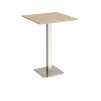 Square Poseur Table | 800 x 800mm | 1100mm High | Kendal Oak | Square Brushed Steel Base | Brescia