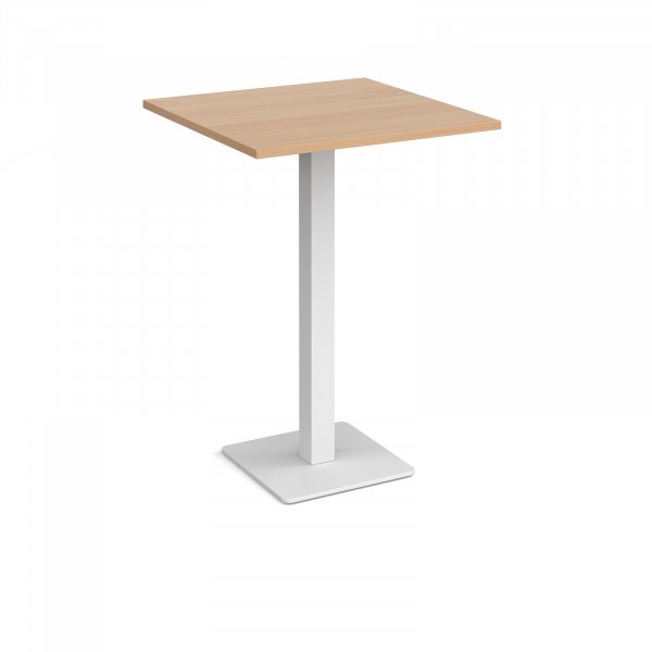 Square Poseur Table | 800 x 800mm | 1100mm High | Beech | Square White Base | Brescia