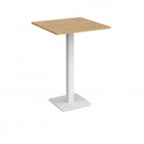 Square Poseur Table | 800 x 800mm | 1100mm High | Oak | Square White Base | Brescia