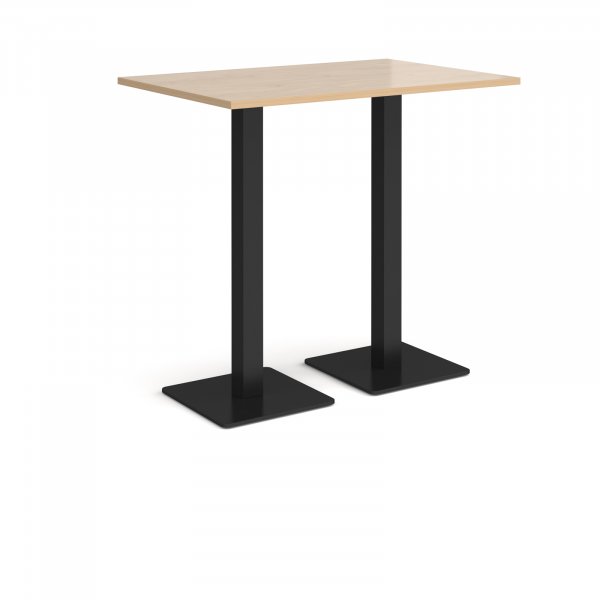 Rectangular Poseur Table | 1200 x 800mm | 1100mm High | Kendal Oak | Square Black Steel Bases | Brescia