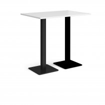 Rectangular Poseur Table | 1200 x 800mm | 1100mm High | White | Square Black Steel Bases | Brescia