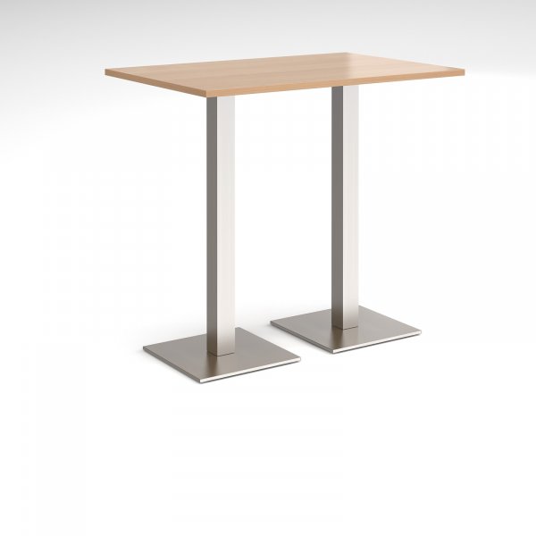 Rectangular Poseur Table | 1200 x 800mm | 1100mm High | Beech | Square Brushed Steel Bases | Brescia