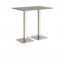 Rectangular Poseur Table | 1200 x 800mm | 1100mm High | Grey Oak | Square Brushed Steel Bases | Brescia