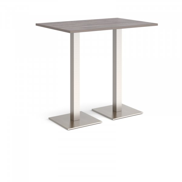 Rectangular Poseur Table | 1200 x 800mm | 1100mm High | Grey Oak | Square Brushed Steel Bases | Brescia