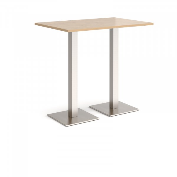 Rectangular Poseur Table | 1200 x 800mm | 1100mm High | Kendal Oak | Square Brushed Steel Bases | Brescia