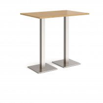 Rectangular Poseur Table | 1200 x 800mm | 1100mm High | Oak | Square Brushed Steel Bases | Brescia