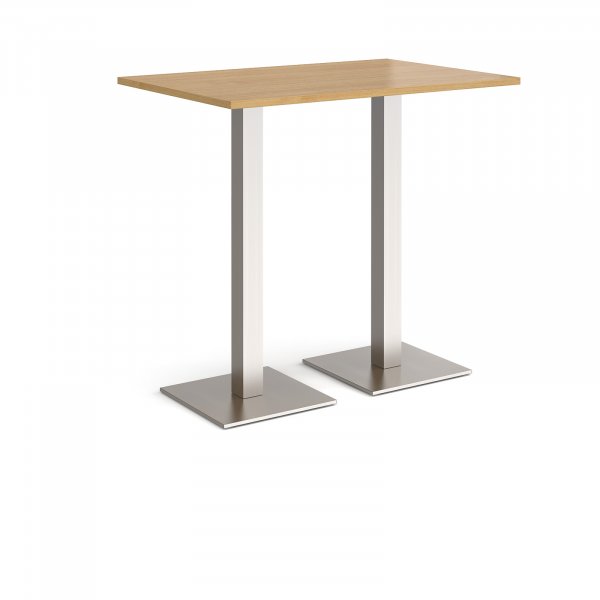 Rectangular Poseur Table | 1200 x 800mm | 1100mm High | Oak | Square Brushed Steel Bases | Brescia