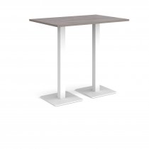 Rectangular Poseur Table | 1200 x 800mm | 1100mm High | Grey Oak | Square White Steel Bases | Brescia