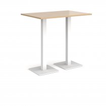 Rectangular Poseur Table | 1200 x 800mm | 1100mm High | Kendal Oak | Square White Steel Bases | Brescia