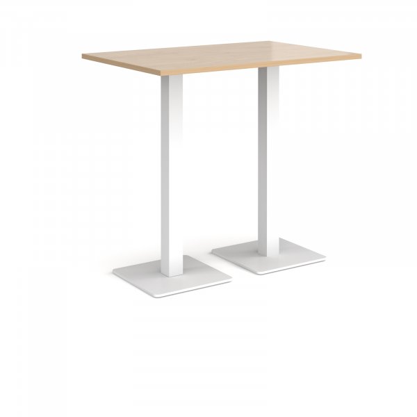 Rectangular Poseur Table | 1200 x 800mm | 1100mm High | Kendal Oak | Square White Steel Bases | Brescia