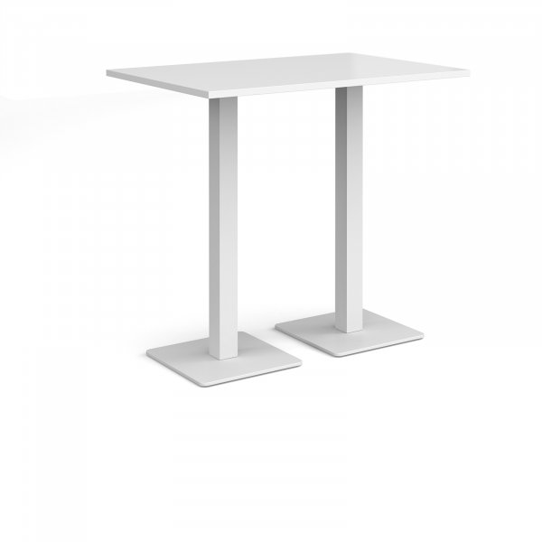 Rectangular Poseur Table | 1200 x 800mm | 1100mm High | White | Square White Steel Bases | Brescia