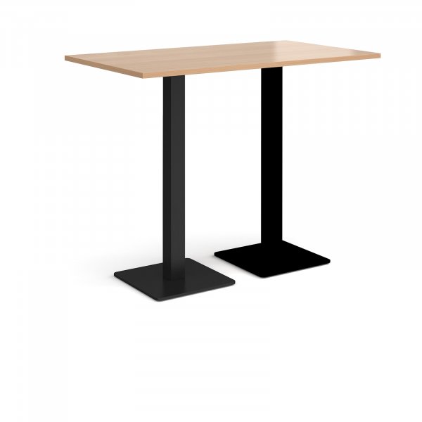 Rectangular Poseur Table | 1400 x 800mm | 1100mm High | Beech | Square Black Steel Bases | Brescia