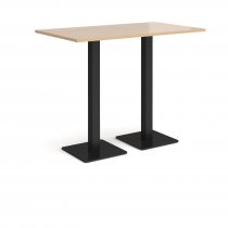 Rectangular Poseur Table | 1400 x 800mm | 1100mm High | Kendal Oak | Square Black Steel Bases | Brescia